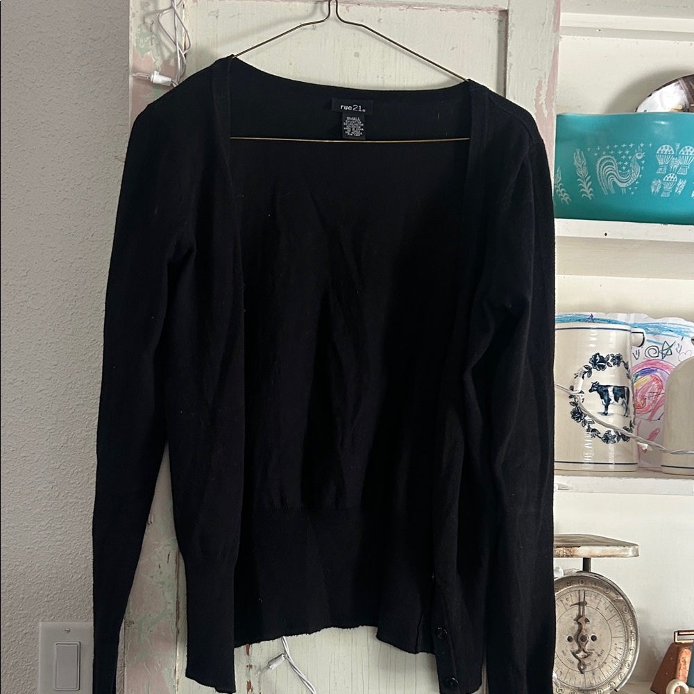 Rue21 Black Lightweight Open-Front Cardigan